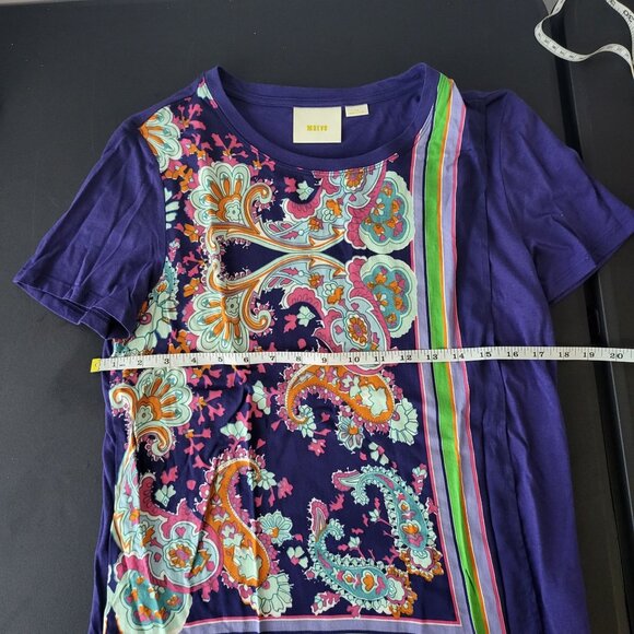 Anthropologie Maeve Womens Purple Paisley Overlay Short Sleeve Top Size XS Boho - Picture 9 of 9